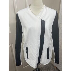 Kensie Women's Large Moto Jacket -‎ Color Block, Zipper Detail, Edgy, Modern